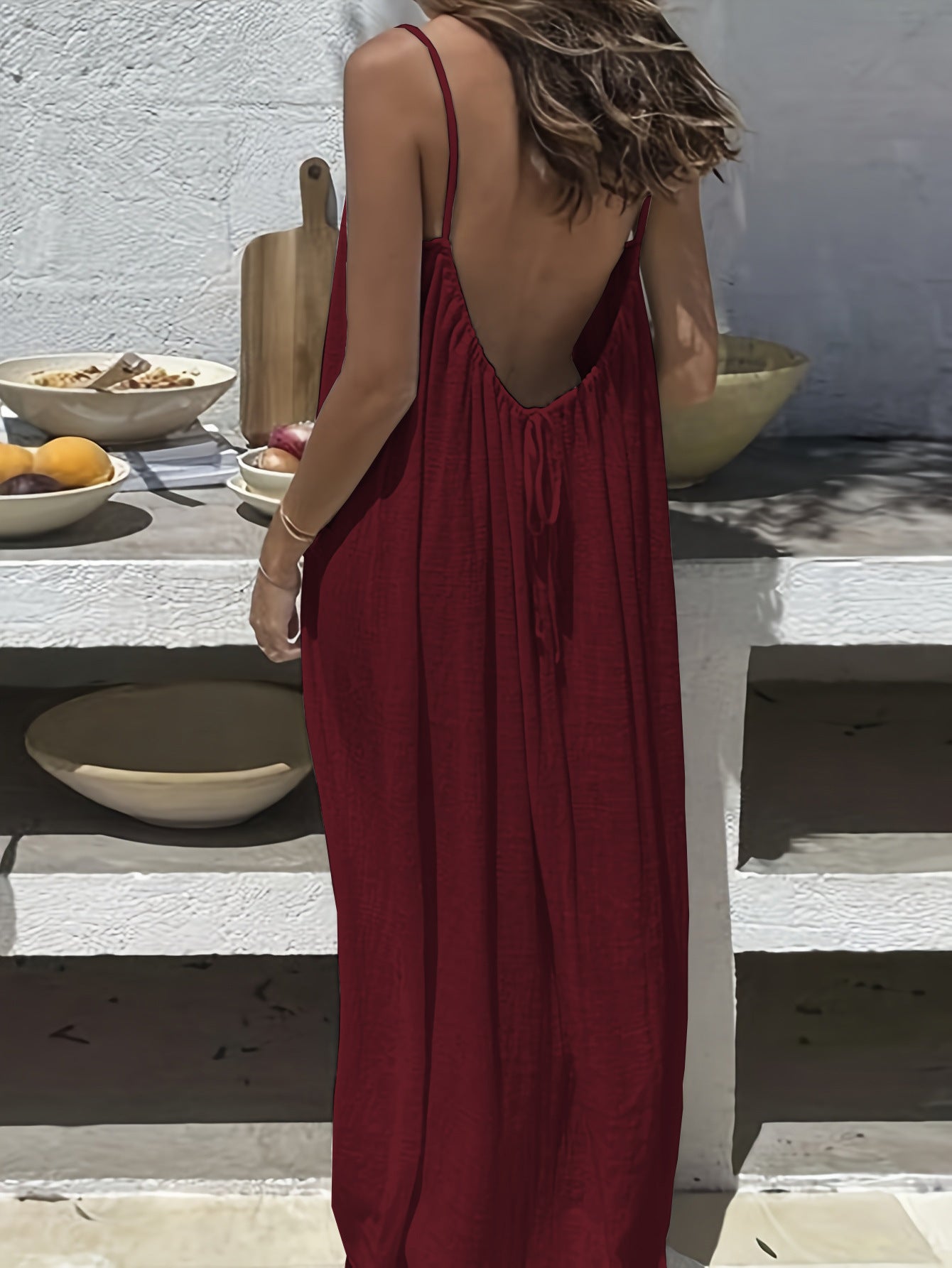 Ladies' Backless Strap Loose Long Nightdress Sleepwear Dress