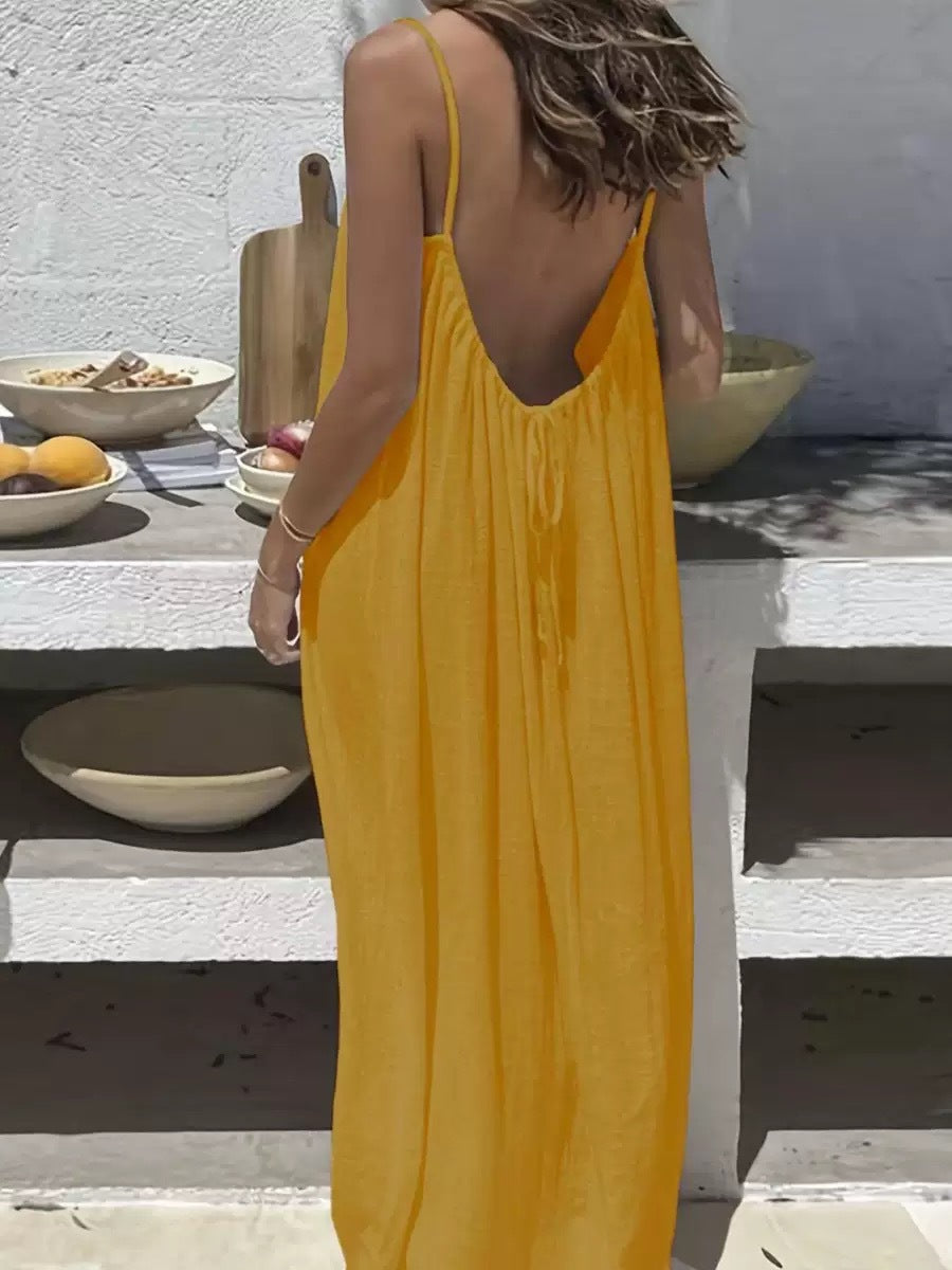 Ladies' Backless Strap Loose Long Nightdress Sleepwear Dress