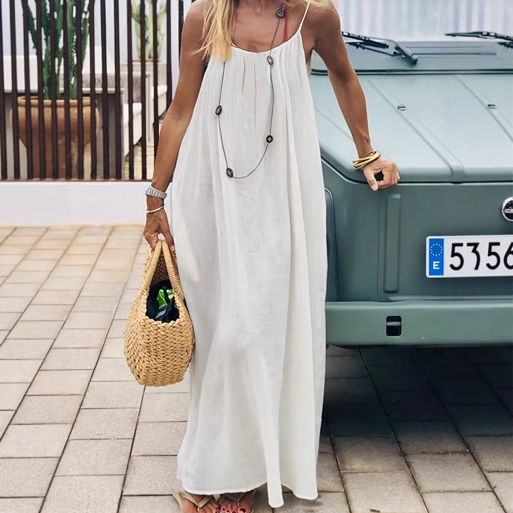 Ladies' Backless Strap Loose Long Nightdress Sleepwear Dress