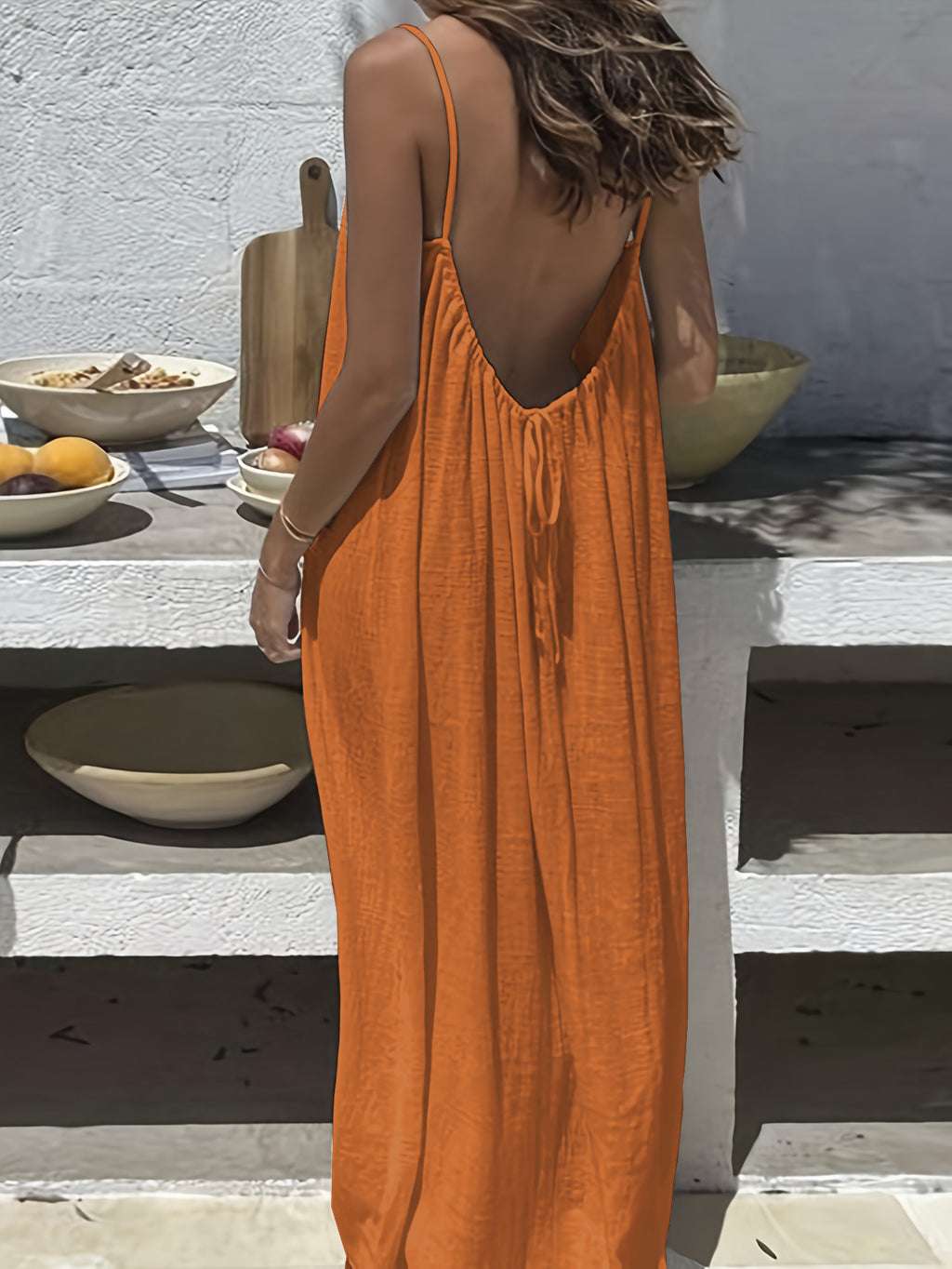 Ladies' Backless Strap Loose Long Nightdress Sleepwear Dress