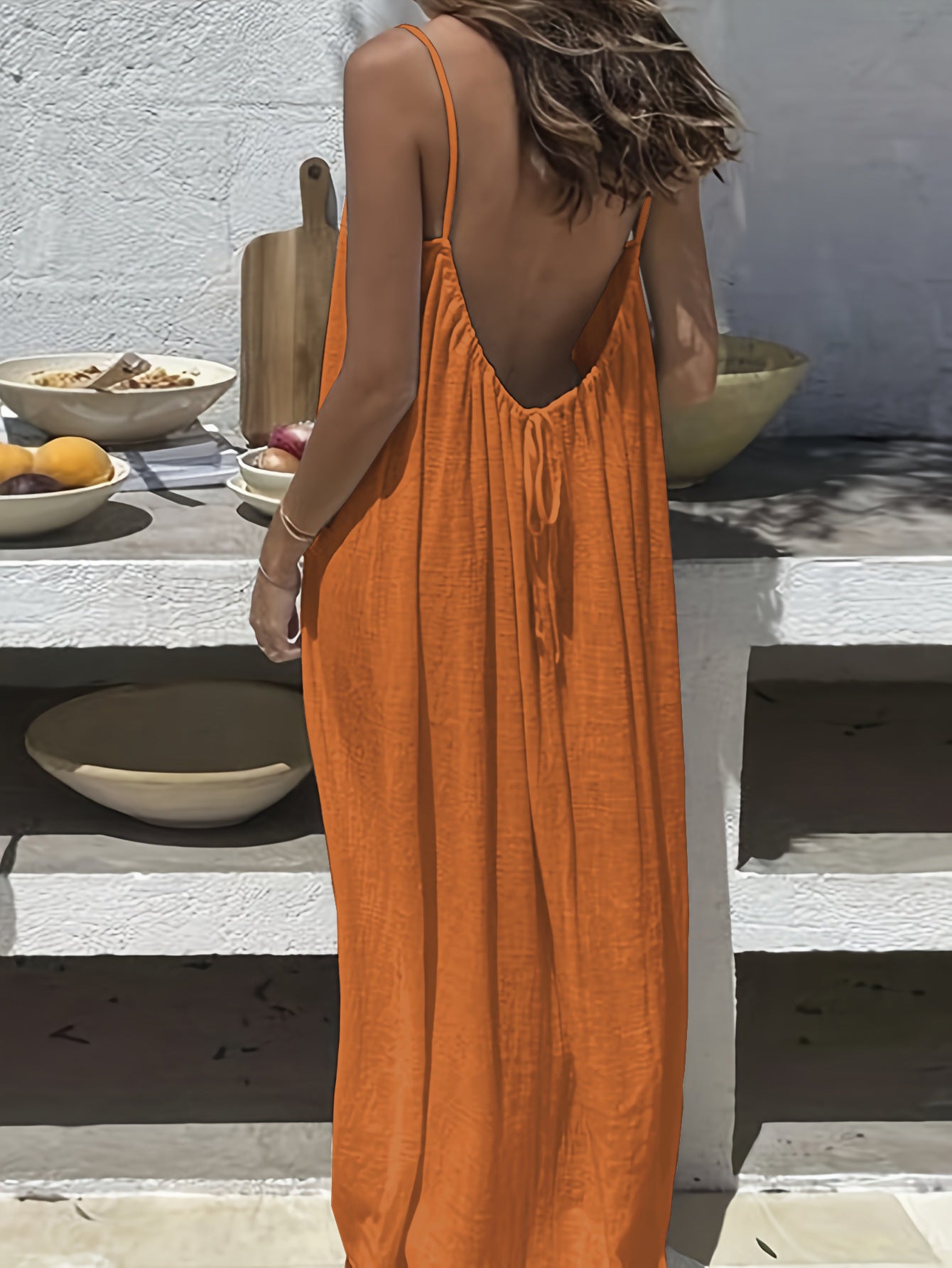 Ladies' Backless Strap Loose Long Nightdress Sleepwear Dress