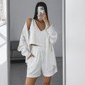 Pure Cotton Loose Wearable Women's Loungewear Set  Fashion Stylish Vest Shirt Shorts Sleepwear Three-Piece Set Summer
