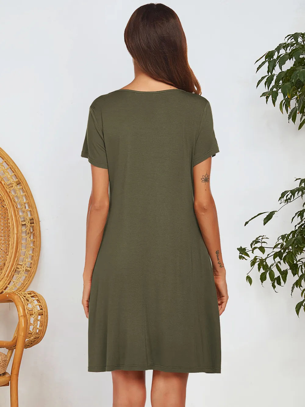 Spring and summer short sleeved pocket top button home clothes pajamas for women